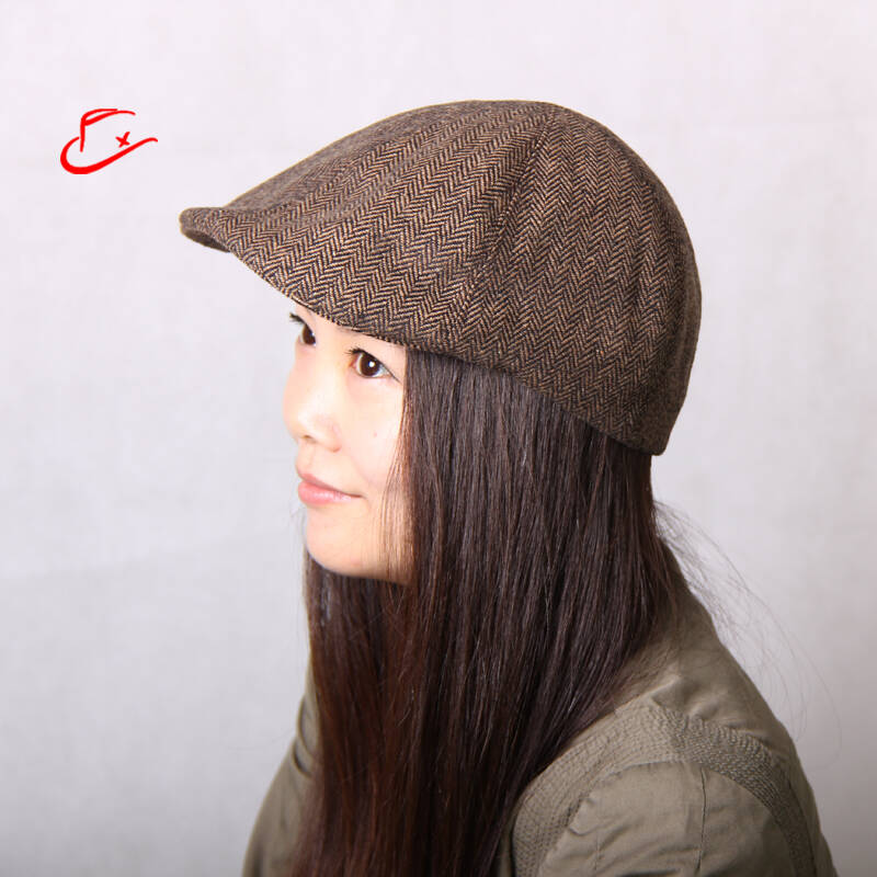 北京盛锡福秋冬季休闲男女通用款棉布混纺暗沿六瓣前进帽鸭舌帽 褐色