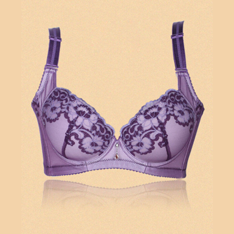 内衣性感蕾丝花边刺绣舒适少女文胸超聚拢上薄下厚内衣920 紫色 70b
