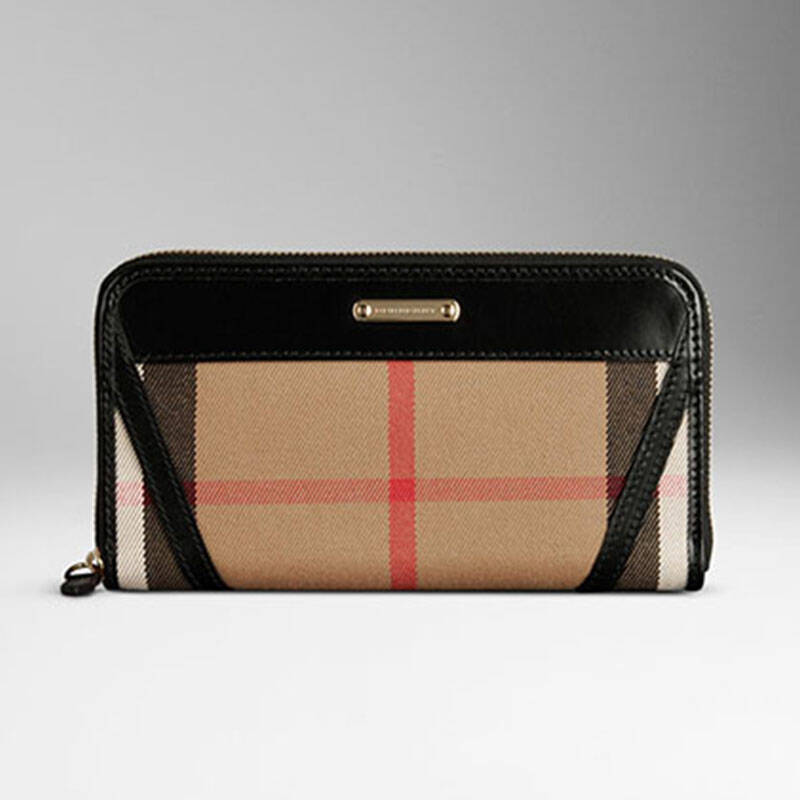 burberry/巴宝莉 2013女士新款钱包斜纹长款钱夹 38688941 黑色 长款