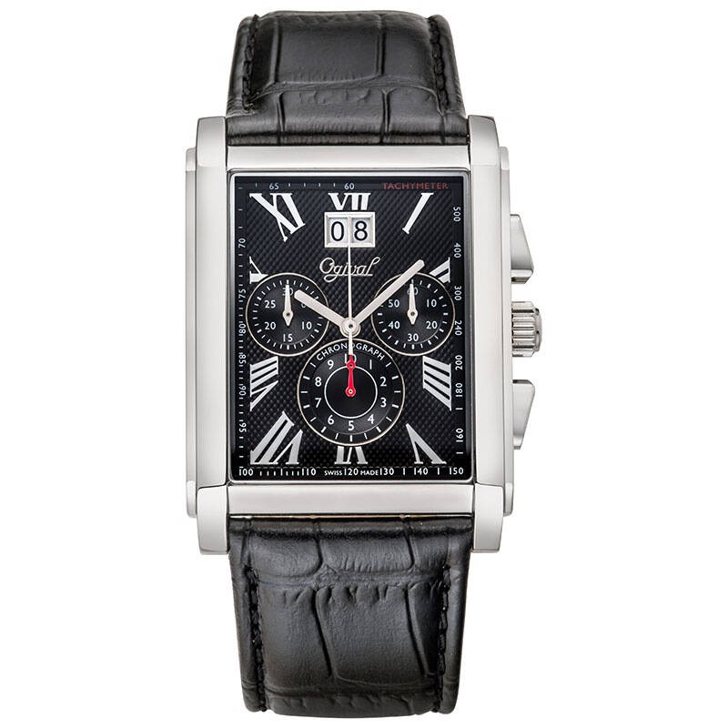 爱其华(ogival)手表 卢塞恩系列计时时尚男表832.05黑盘