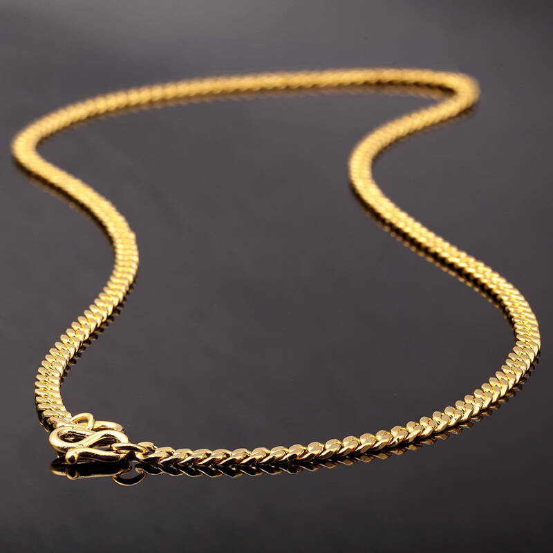 珂兰钻石 au999千足金项链男款正品专柜h 板链 约38.13g