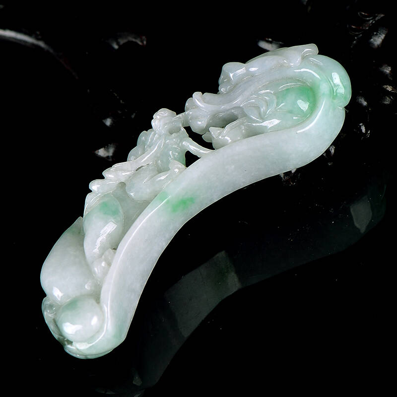 御尚玉 正品天然翡翠a货龙头如意玉如意挂件 吉祥如意把件 送证书