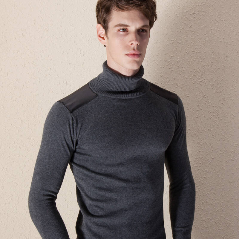 拓荒者男士毛衣 男装针织衫 高领纯棉毛线衫 男式毛衫m902 黑 xl