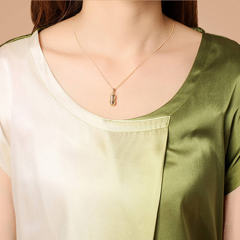 货到付款 青及 翠色欲滴真丝上衣女款桑蚕丝短袖t恤衫2014夏季女装