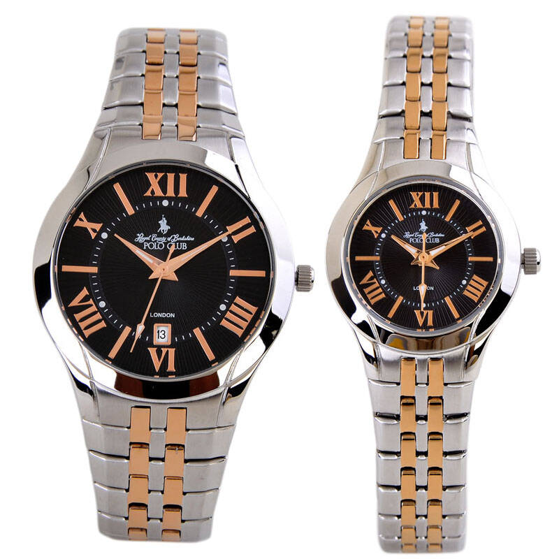 保罗polo情侣对表 复古夜光日历情侣表 商务情侣手表一对钢带 plw668