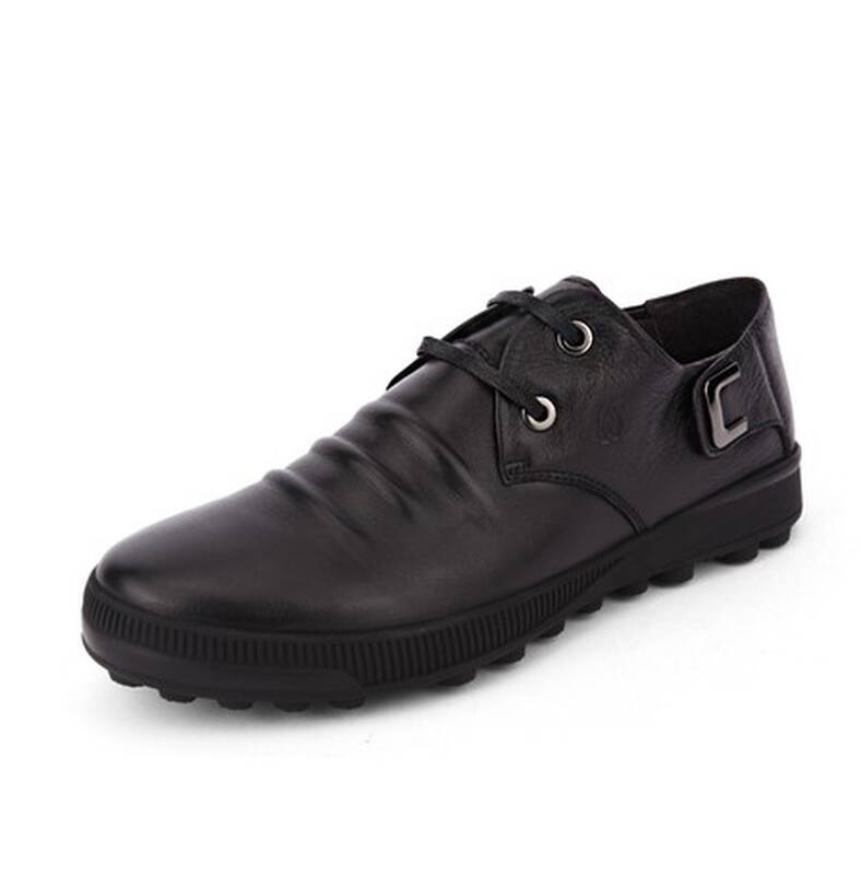 万里马wanlima秋冬新款真皮男鞋休闲商务系带低帮鞋驾车鞋时尚豆豆