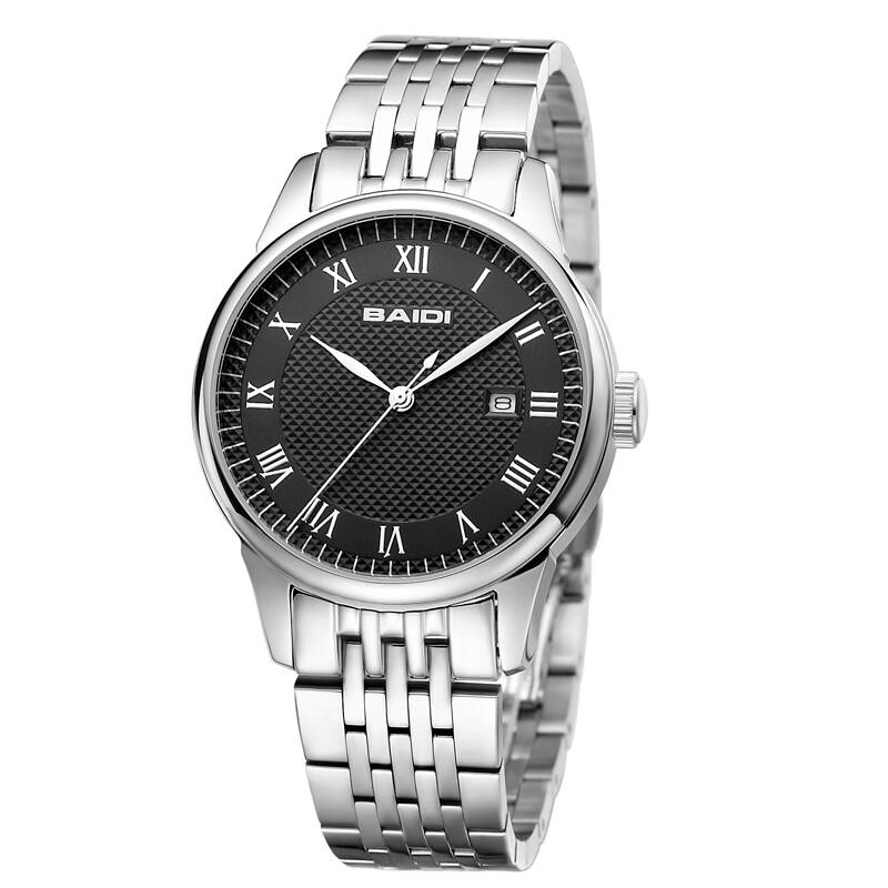 百迪(baidi)正品男表 奢华钢带商务男士手表 bbd-72043 黑色