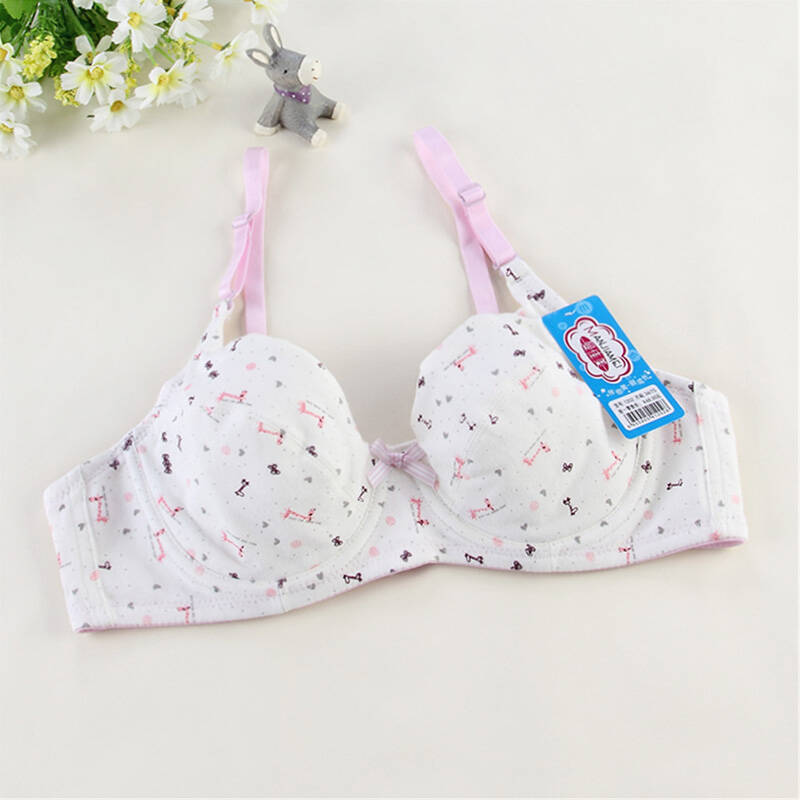 幻薇 学生少女内衣 纯棉有钢圈发育期文胸 y1105 蓝色 75(34)ab通杯