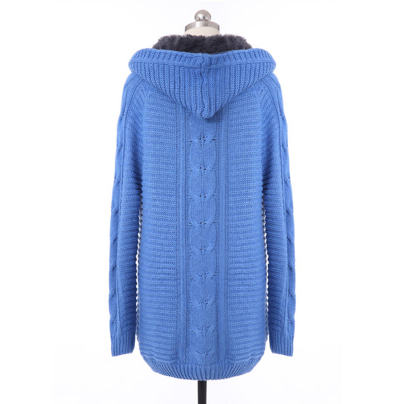 2013冬装粗毛线麻花中长款大毛衣连帽开衫加绒加厚毛衣外套女秋冬