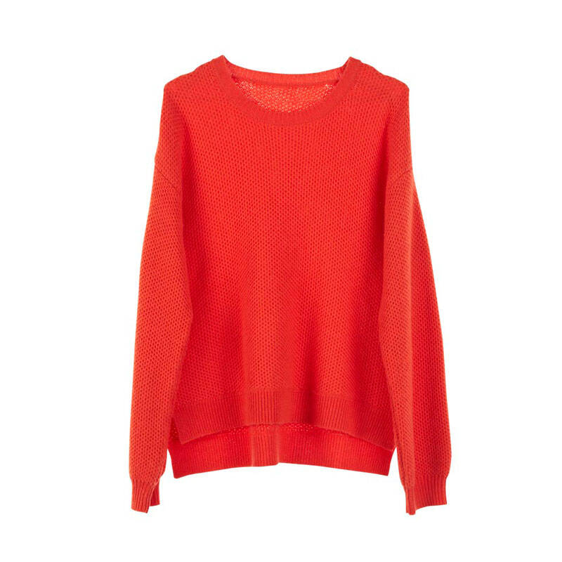 mo&co.摩安珂 moco 纯色套头毛衫 m124jey79 o45橙红色 l