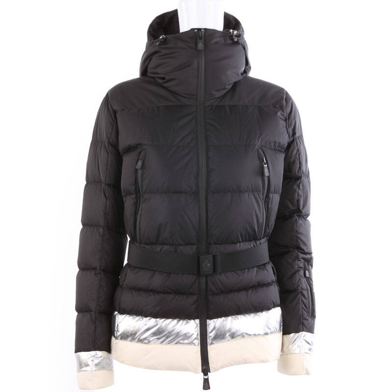 过期下架 蒙口里尔(moncler)正品黑色女士修身短款羽绒服 46322-85