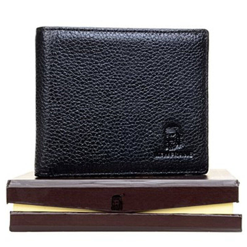 法国老人头ltwfrane男士头层牛皮钱包商务休闲短款钱夹610300053 黑色