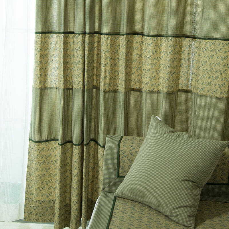 货到付款 格蓝丽芙 涤棉混纺半遮光窗帘 夏草系列 高260*宽300cm成品