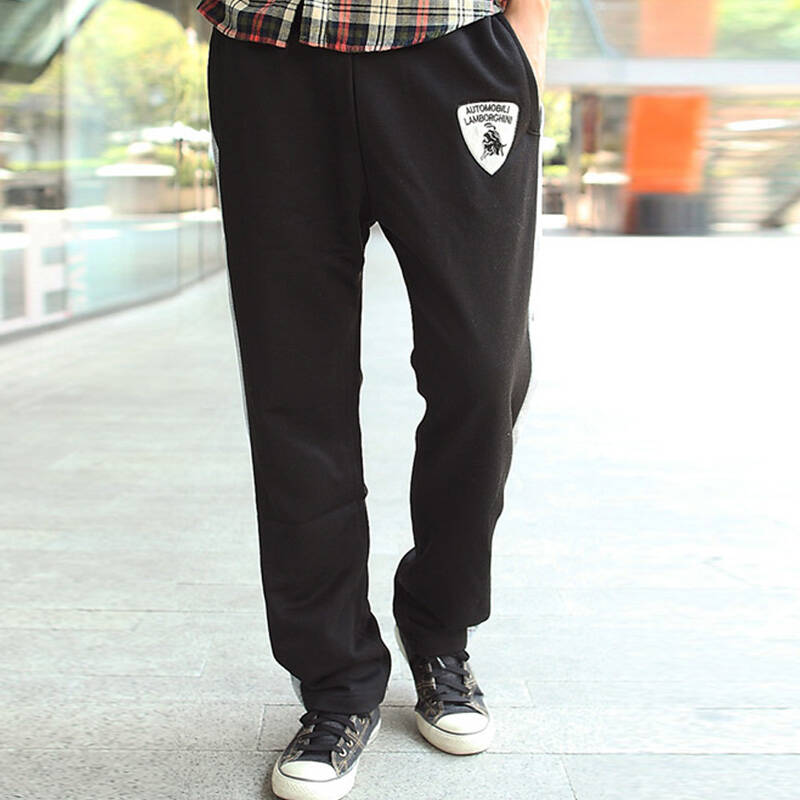 明潮【支持货到付款】 新款兰博基尼时尚休闲裤 潮流运动长裤 男 黑色