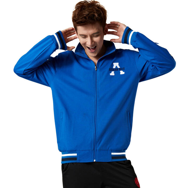 热卖针织棉保暖开衫运动套装修身男款休闲运动服上衣加裤子 蓝色 男款