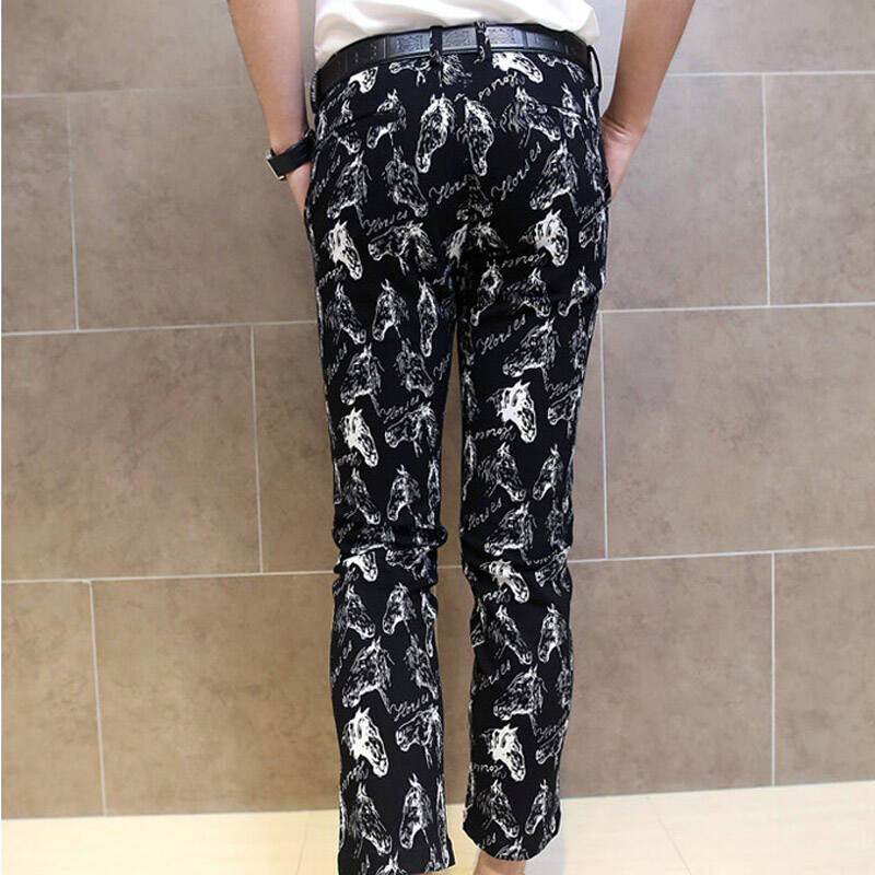 弋诗索曼2015新款男士九分裤花裤潮男非主流夜店休闲裤男裤子 图片色