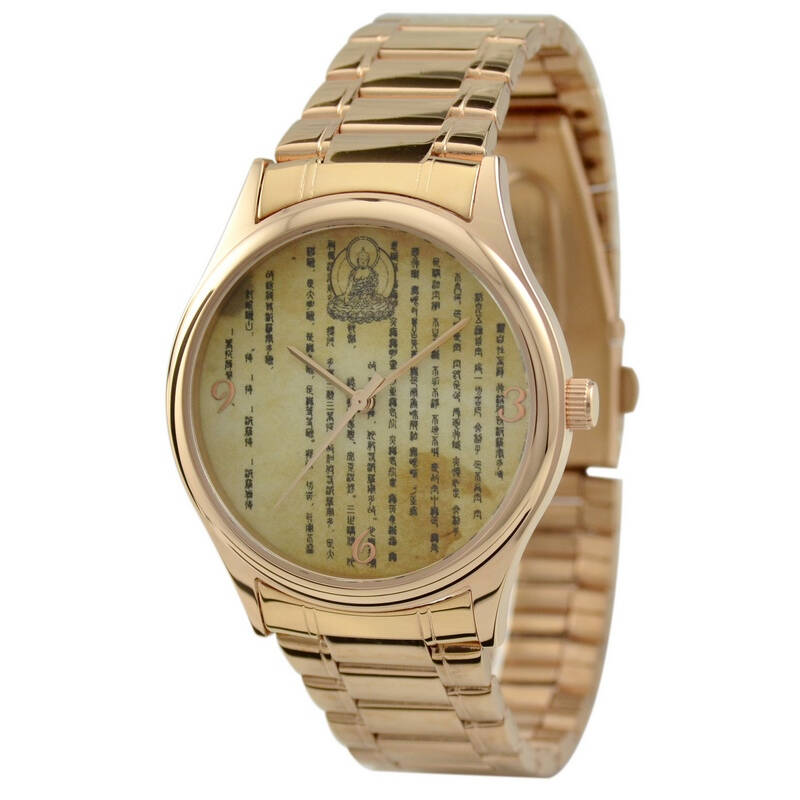 蒙太奇(mottoes)手表防水钢带石英表女表佛祖心经佛教礼品钢链经典