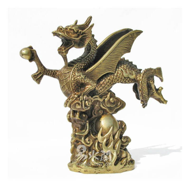 易水阁 开光铜龙摆件 龙霸天下 龙气冲天化煞旺运纯铜摆件 含木底座