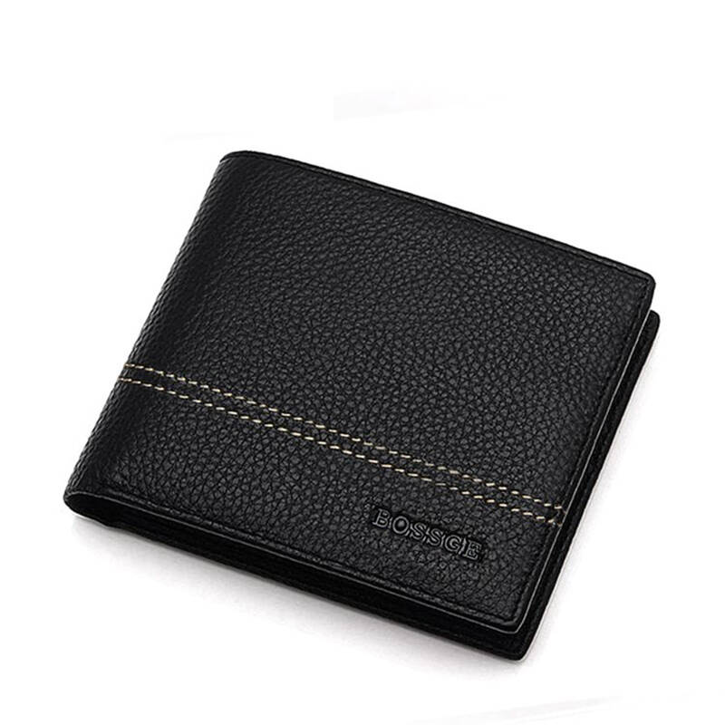 波士格男士钱包新款欧美风格时尚简约牛皮钱夹钥匙包真皮钱包 横款