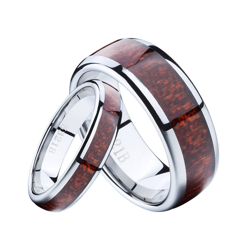 汤斯敦(tungsten)钨金戒指镶硬木男士戒指有女款可做情侣对戒指首饰