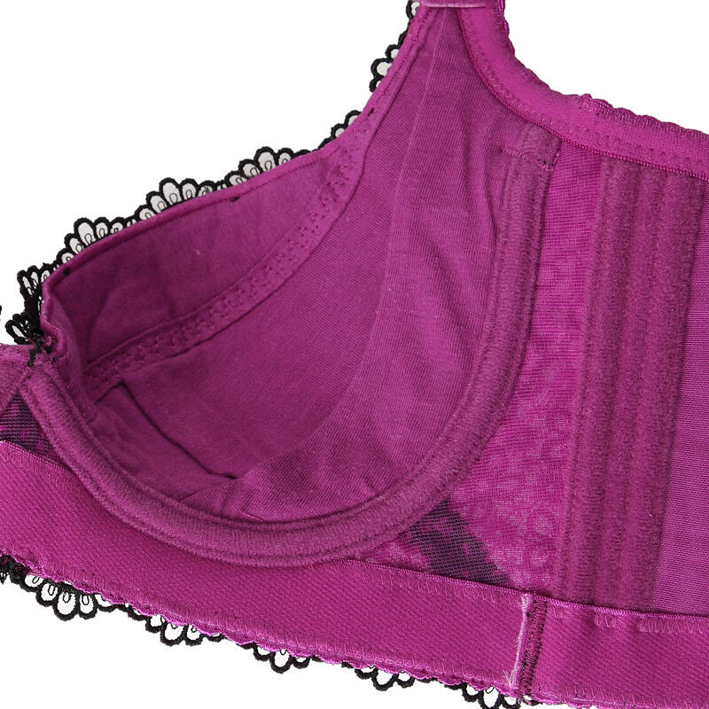 诱变聚拢收副乳薄棉杯调整型内衣文胸罩130421 黑撞紫 36/80d