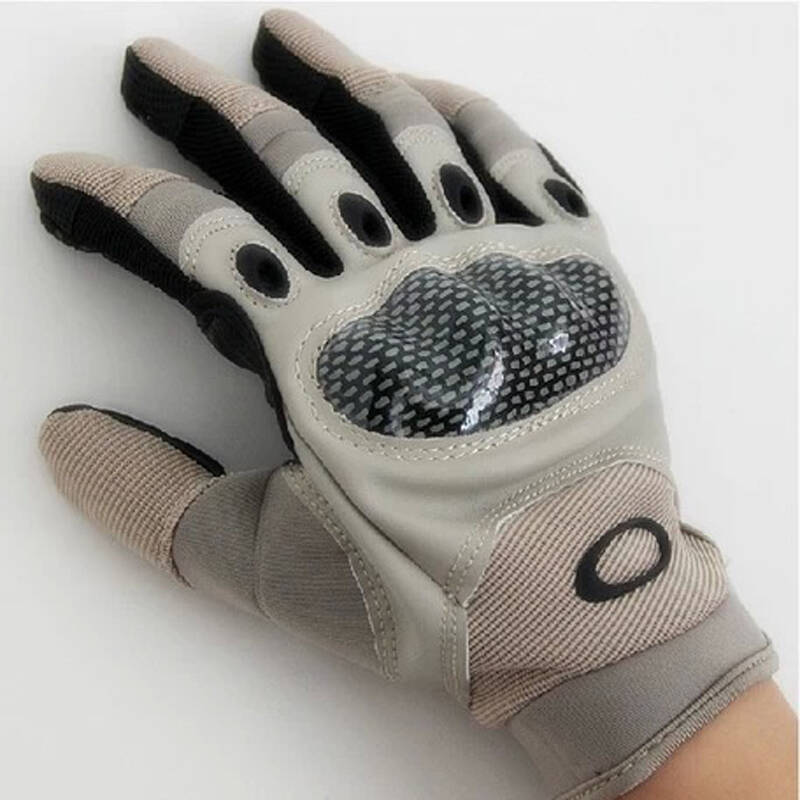 rimix o记真皮碳纤维全指战术手套 户外骑行防滑手套 白色 xl