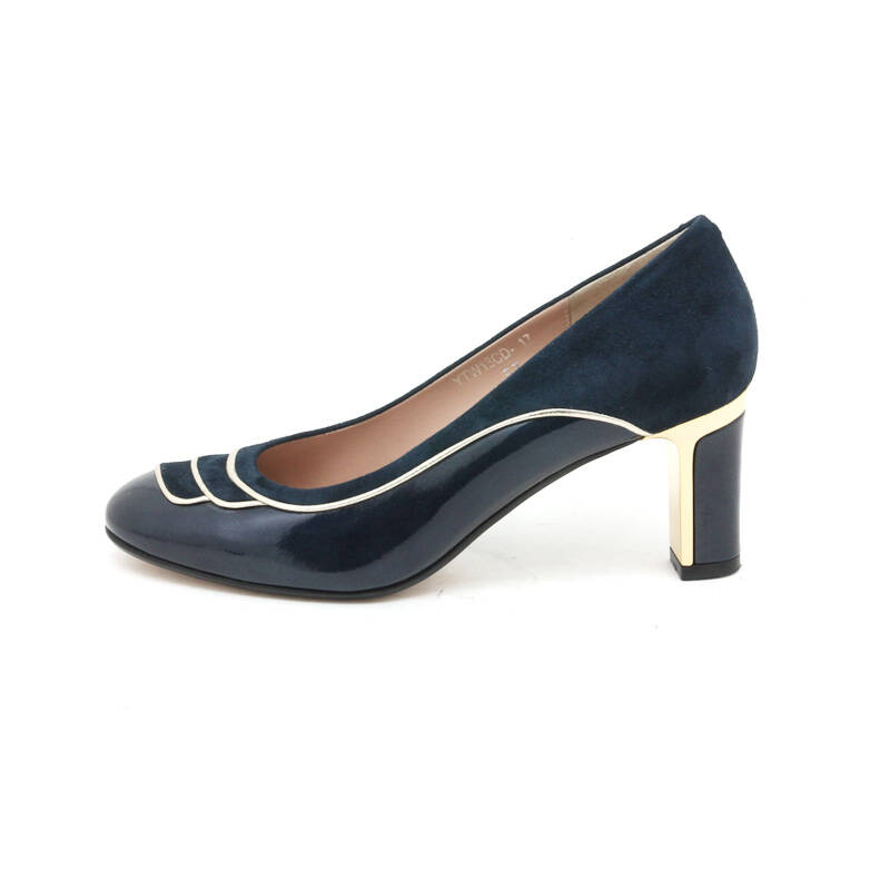 2014春新款意大利真皮拼接女单鞋 ytw13cd-17 蓝色 38