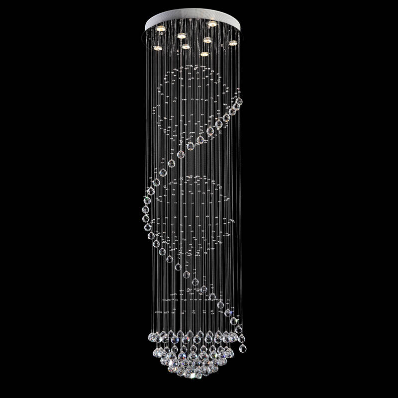 迈博 简约时尚水晶复式楼梯灯 led节能圆形水晶吊灯 k9大型水晶灯具