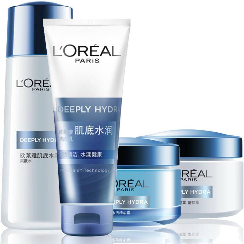 欧莱雅肌底系列保湿补水4件套装(洁面乳100g 爽肤水150g 精华霜50g