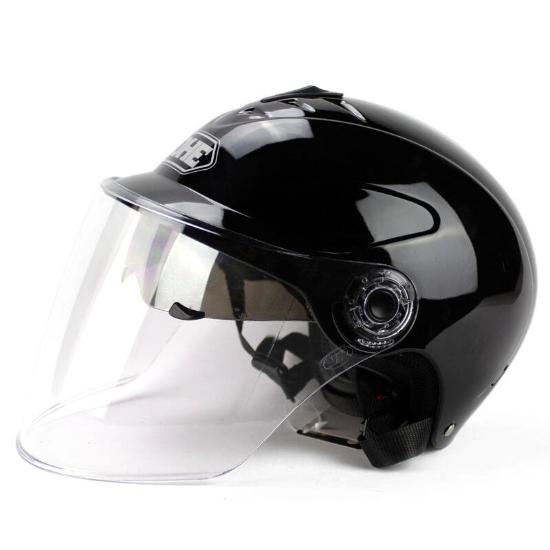 永恒头盔 摩托车头盔 电动车头盔 男 女式 双镜片夏盔 350a 钢琴黑 m