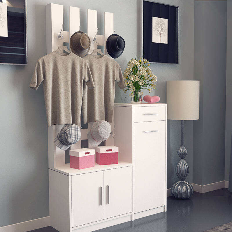 蜗爱 简约现代客厅家具门厅鞋柜对开门活动隔板带抽屉白色鞋柜现生产