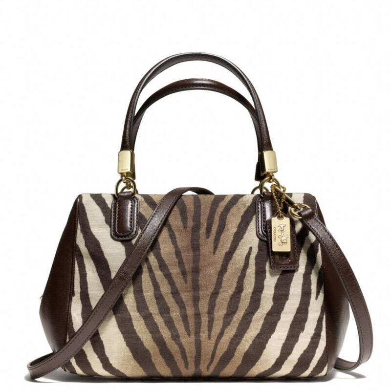 蔻驰coach 50507 女士斑马纹手提斜挎包 mini迷你织布手袋 麦迪逊斜