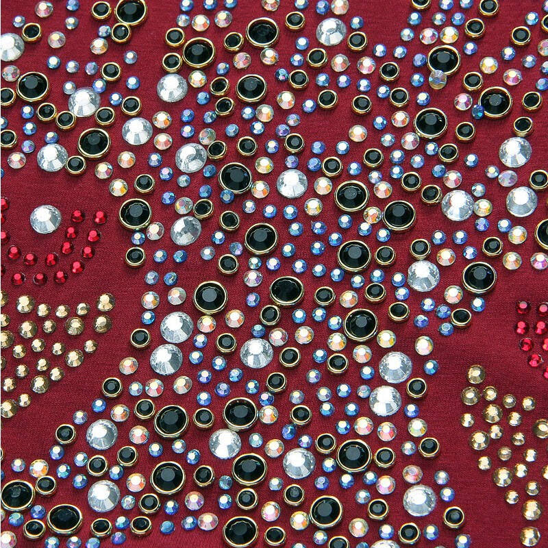 明潮2014新款夏装100%纯棉男士烫钻修身短袖印花t恤 酒红色 xxl/185