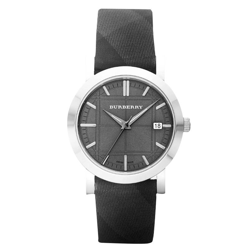 巴宝莉(burberry)男士手表 时尚格纹皮带圆盘显日历石英手表bu1869 男