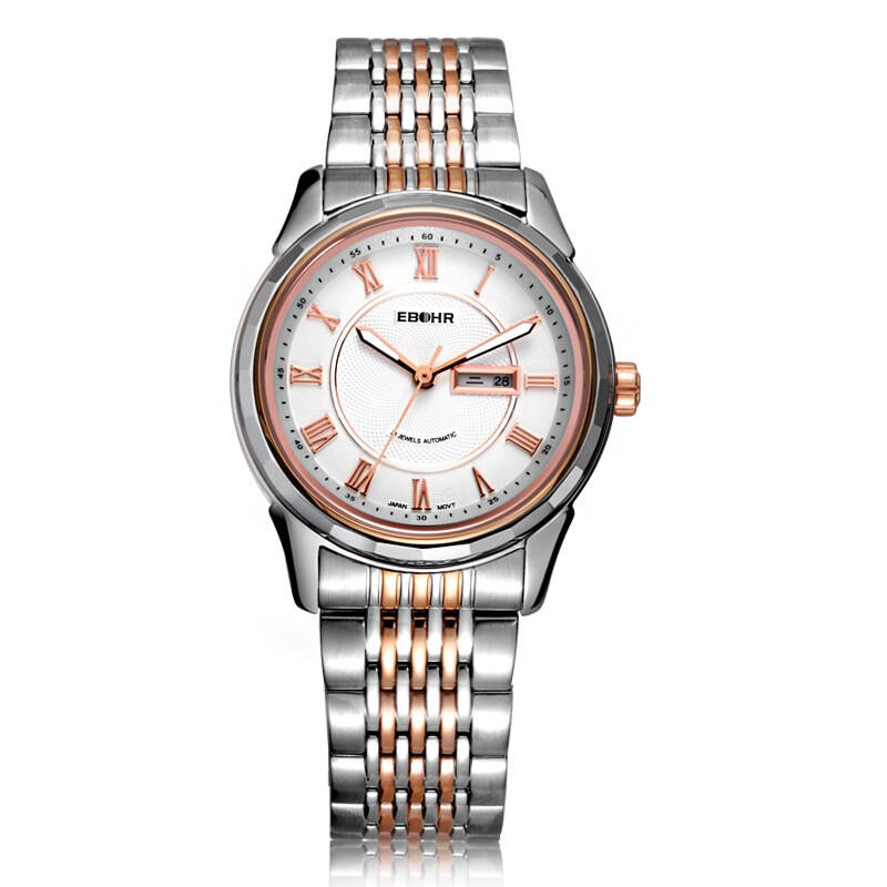 依波表(ebohr)都市经典系列间金色白面钢带机械女士手表10610527 京东