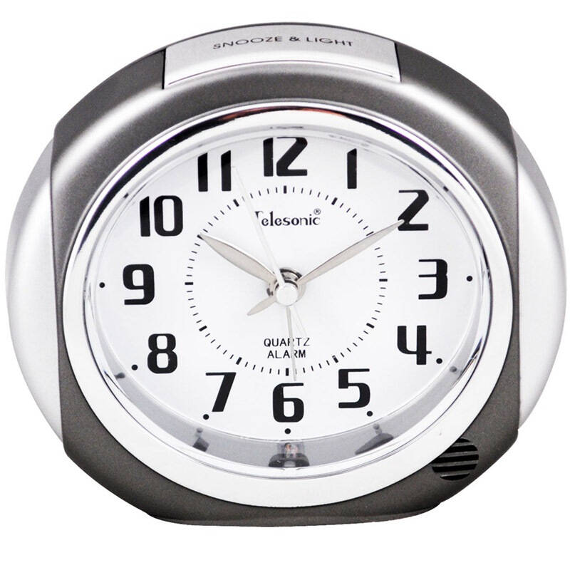 (telesonic)闹钟 静音扫描贪睡钟夜灯功能经典畅销款式g032-2灰色