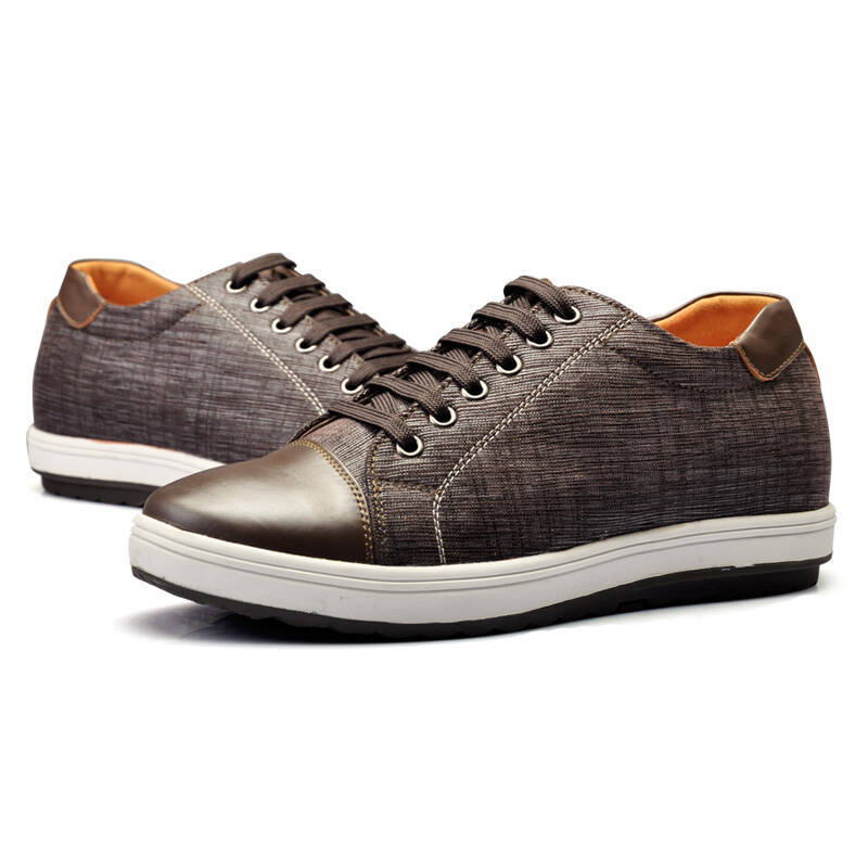 高哥板鞋 男士内增高休闲鞋6cm增高鞋男式男鞋 棕色 43