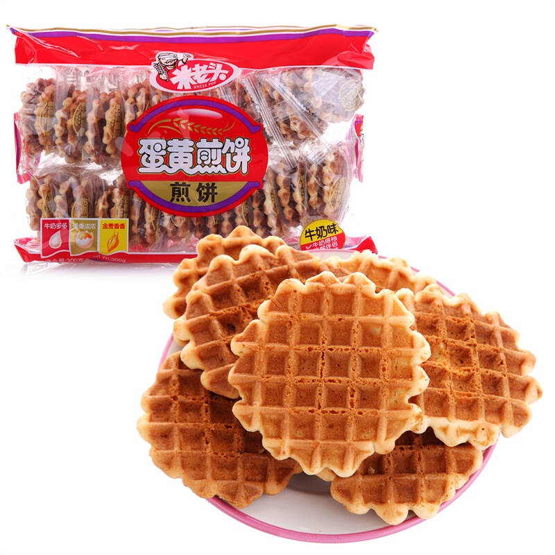 米老头蛋黄煎饼饼干(牛奶味)300g 自营