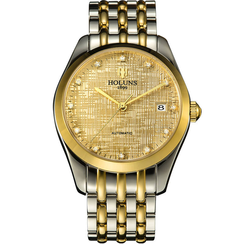 豪伦诗(holuns)雅致系列男士钢带时尚商务手表运动防水全自动机械背透