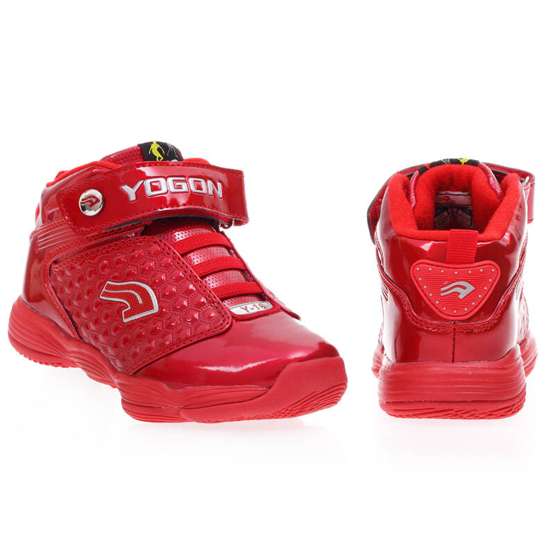 yogon永高人冬季新款男中童运动高帮运动篮球鞋yd6763 大红 35