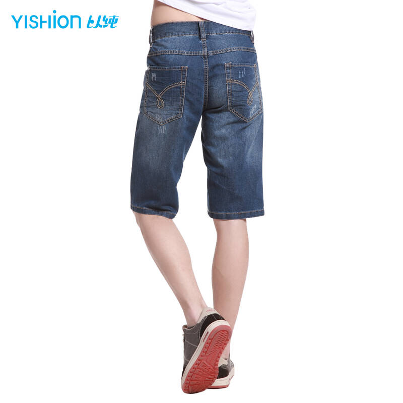 以纯 男装中腰牛仔短裤12210469 蓝色 29码