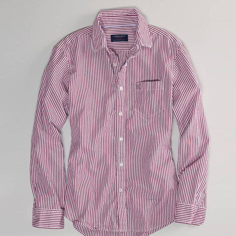 american eagle 美国之鹰ae英伦风格标准修身纯棉男士坚纹长袖衫衣a
