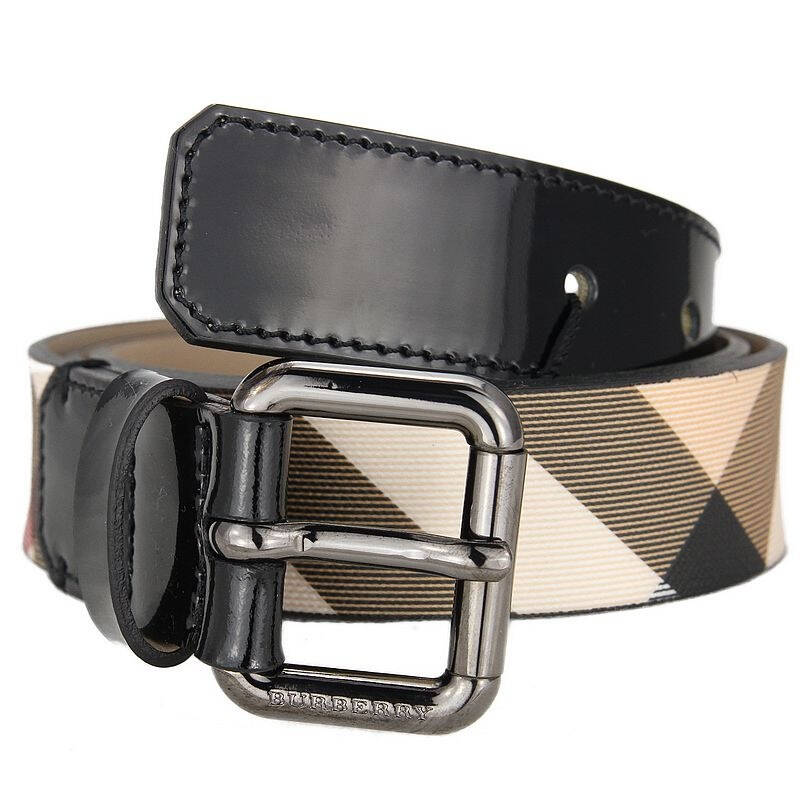 burberry 巴宝莉女士经典格纹真皮饰边腰带 3733969 ey
