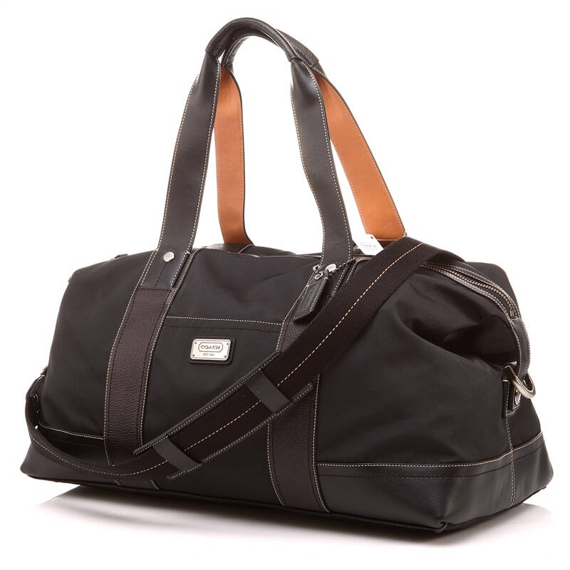 coach 蔻驰中性款黑色织物手提/肩背两用旅行包 f70424 gm/bk xy