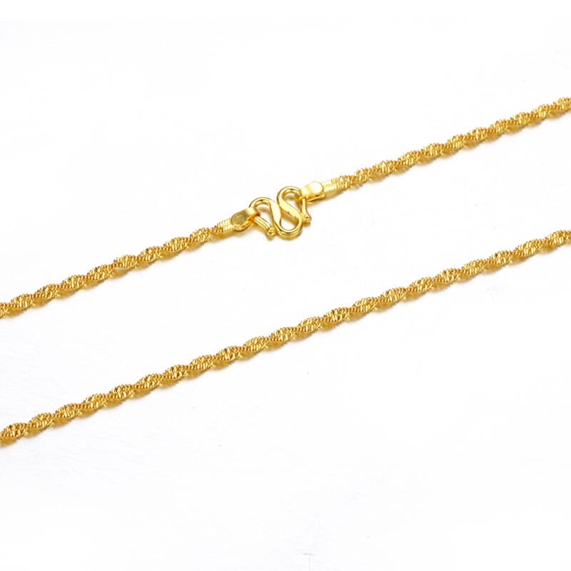 萃华金店 千足金黄金精品项链 双水波纹链 4.02g