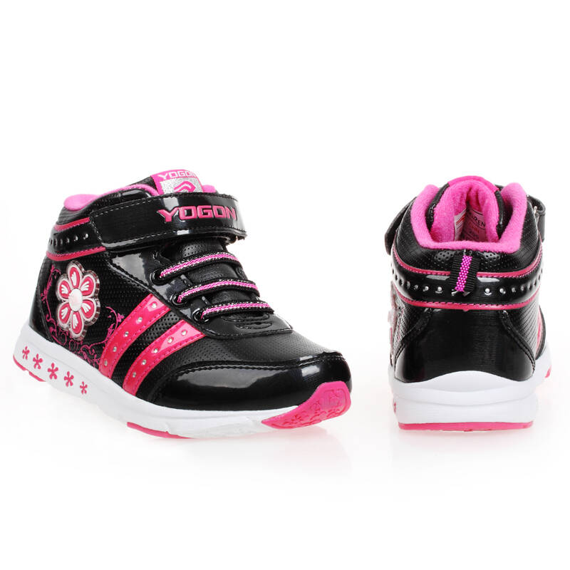 yogon永高人童鞋冬季新款女生高帮鞋雪地鞋yd6726 黑桃红 36