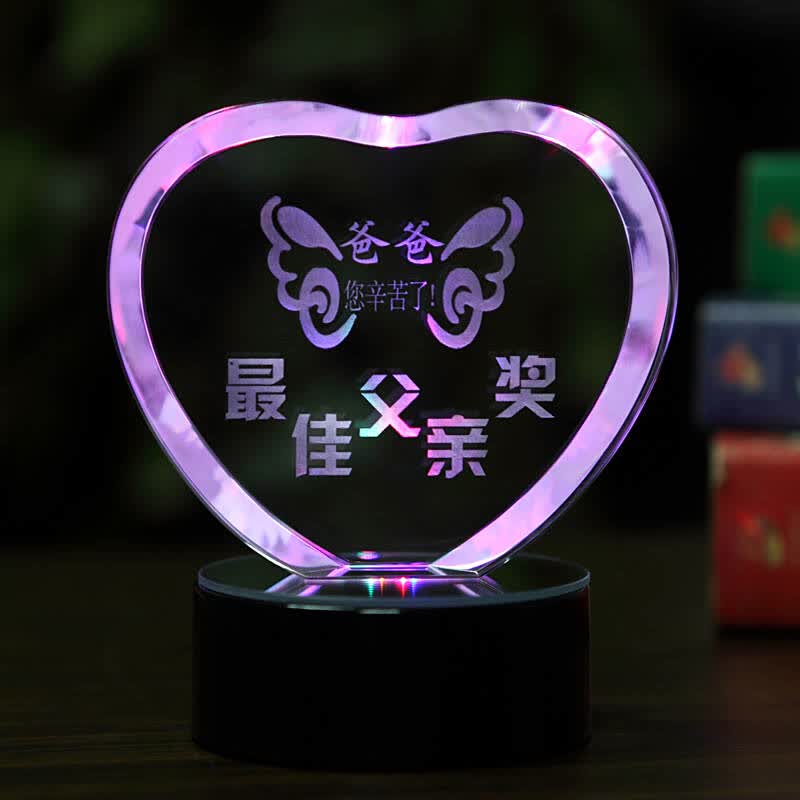 七彩梦幻内雕水晶 创意 爸爸生日 送父亲惊喜 节日感恩礼品 惊喜感动