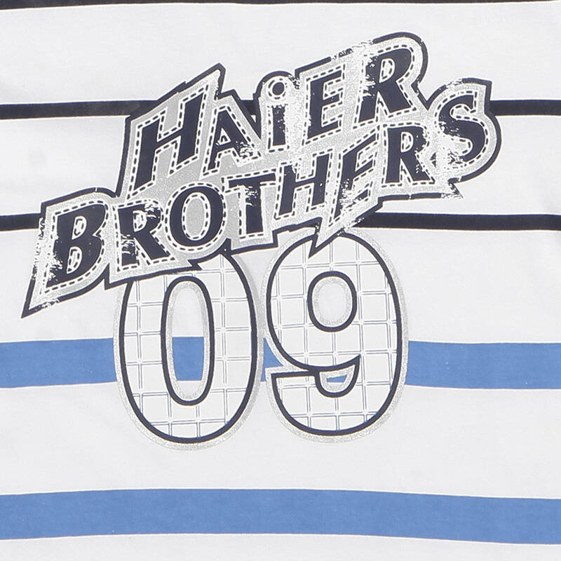 haier brothers 童装 男童 条纹数字图案短袖t恤10h2a0013t 白色 140