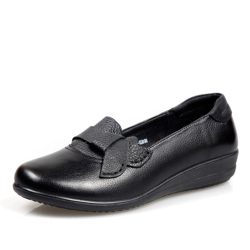 jierda吉尔达 2012新款女单鞋 低跟舒适皮鞋232902-2 黑色 35