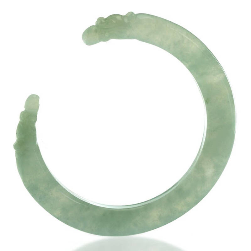 翠润福缘天然a货翡翠手镯-龙头开口095048(附珠宝鉴定证书) 自营